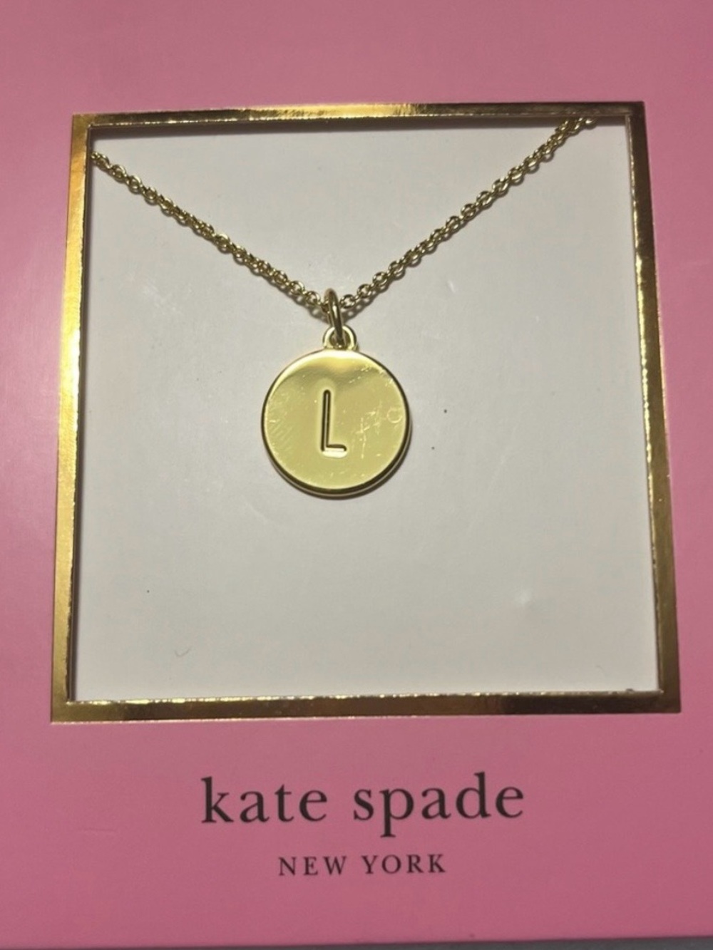 kate spade Gold Initial L Disc Necklace